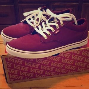 New in the Box - burgundy canvas Vans size 8